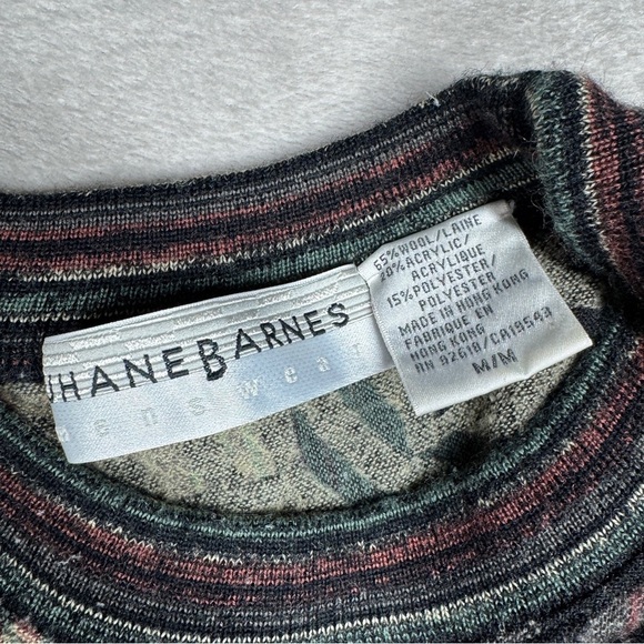 Vintage Men’s Jhane Barnes Menswear Wool Blend Geometric Grandpa Sweater Medium - Picture 16 of 16